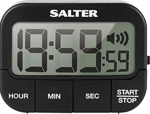 Salter 355 BKXCDU Premium Loud Beeper Electronic Timer, Magnetic/Self Standing, Count Up/Down, 19 Hours 59 Minutes and 59 Seconds, Loud Beeper with 3 Volumes, Memory Function, Large Start/Stop, Black