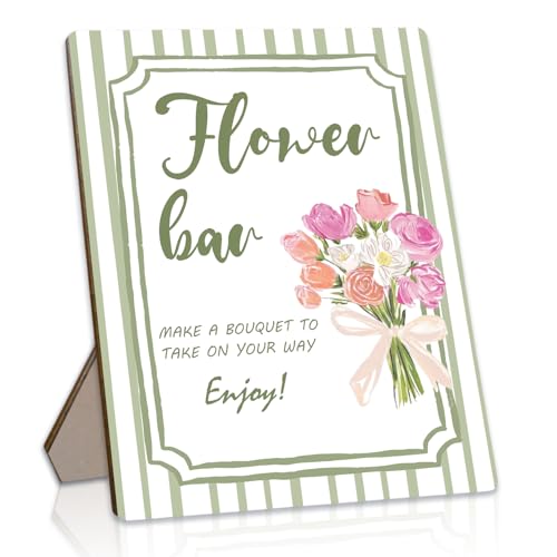 Flower Bar Sign, Wildflower Bouquet Bar Station, 8x10 Wooden Tabletop Decor for Wedding, Bridal Shower, Garden Party, Ceremony and Reception