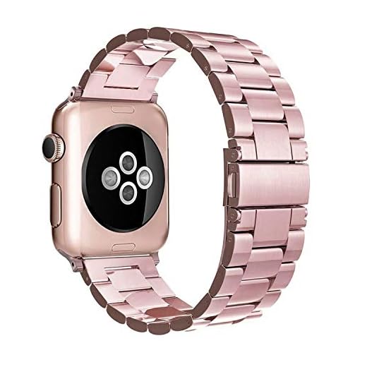Simpeak Correa Compatible con Apple Watch Series 5/ Series 4/Series3/ Series 2/ Series 1 Correa 42mm de Acero Inoxidable Reemplazo de Banda de la Muñeca Compatible con iWatch Todos los Modelos 42mm, Oro Rosa