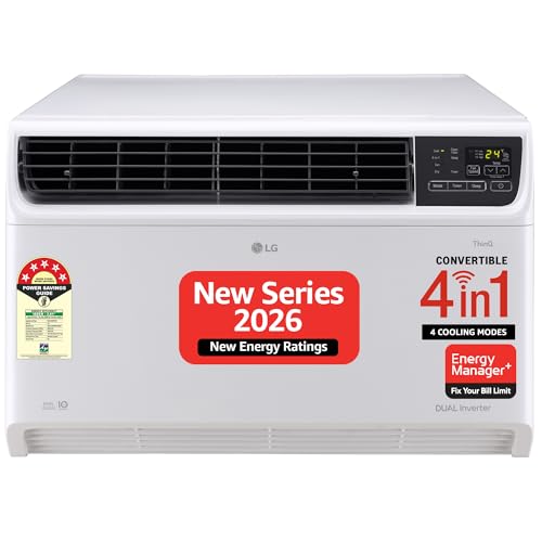 Image of LG 1.5 Ton 5 Star, New star rated, Wi-Fi Enabled, DUAL Inverter Window AC with Energy Manager + (Copper, Convertible 4-in-1 cooling, 4 Way Air Swing, HD Filter, AW-Q18WWZA, White)