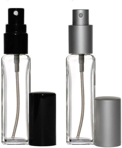 Riverrun 2 Perfume/Cologne Atomizers Slim Glass Bottle Black and Matte Silver Sprayer 1 oz 30ml (2 Bottles: 1 of each color)
