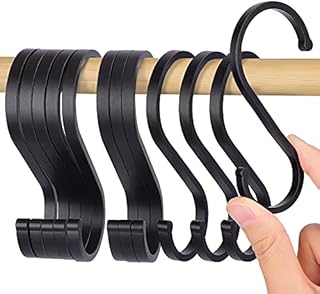ACMETOP S Hooks 12 Pack Aluminum S Shaped Hooks Heavy Duty S Hooks for Hanging Plants Coffee Cups Pots and Pans Clothes in Kitchen Bathroom Workshop Garden - Matte Black