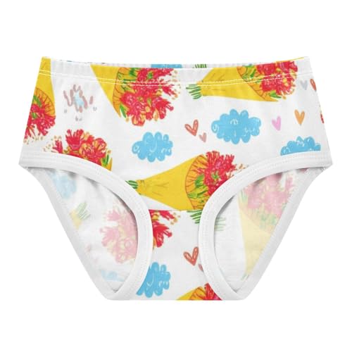 Toddler Underwear Custom 2t Cotton Panties for Girl Funny Briefs Girls Undies Bouquets Red Flowers