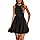 PRETTYGARDEN Summer Dresses for Women 2025 Casual Sleeveless Tank Mini Short Dress Crew Neck Bubble Sundress with Pockets (Black,Medium)
