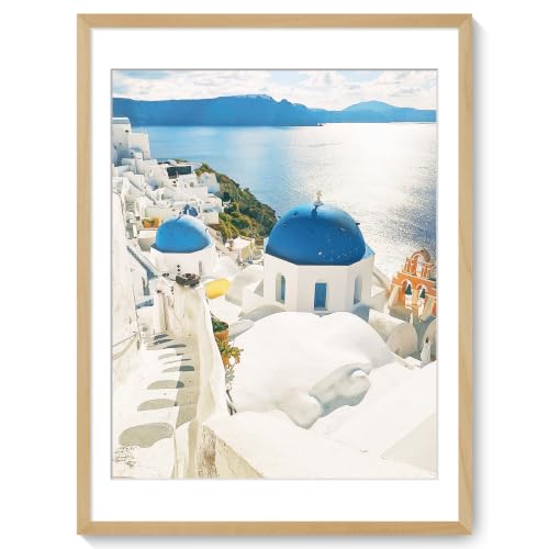 Axeman 18x24 Poster Frame with Mat for 16x20, Solid Beech Wood Frame, Beech