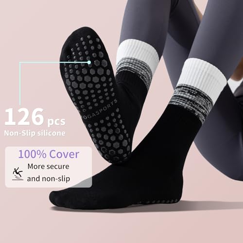 Image of GUUNIEE Pilates & Yoga Socks for Women with Non-Slip Grip for Barre, Ballet,Hospital & Barefoot Workout 2 /4 Pairs Breathable