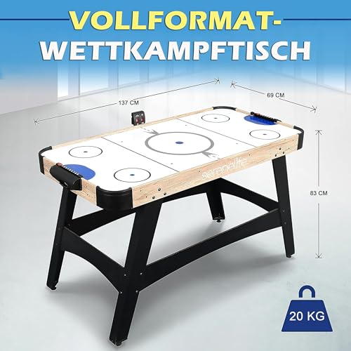 SereneLife Airhockey Tisch mit Luft – Air Hockey Spieltisch ideal als Gamer Tisch – Tischhockey für lustige Tischspiele mit Airhockey Pucks & Schieber – Robuste Air Hockey Tische Kinder & Erwachsene – Bild 6
