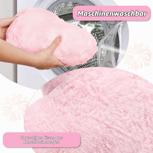 Herzkissen Kuschelkissen Flauschig - 36x46 cm - Hellrosa Herzform Kissen, Plüsch Kissen Herzform, Love Zierkissen Aesthetic, Herzkissen Geschenk für Wohnzimmer Sofa, Kind Schlafzimmer Bett – Bild 4