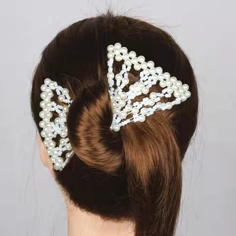 Lovef3 Pcs Fashion Exquisite Beaded Easy Stretchable Combs Flower Pearl Double Hair Combs Magic Crystal Double Clips Insert Combs For Lady Women Girls #TOP3