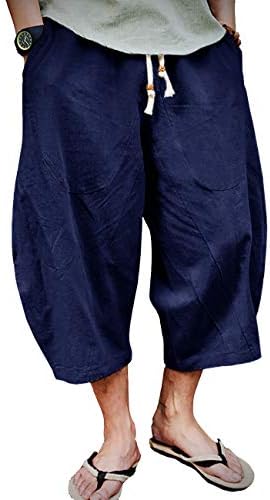 EKLENTSON Board Shorts Mens Long Shorts Yoga Shorts with Pockets Patchwork Shorts Men Pajama Shorts for Men Casual Navy Blue
