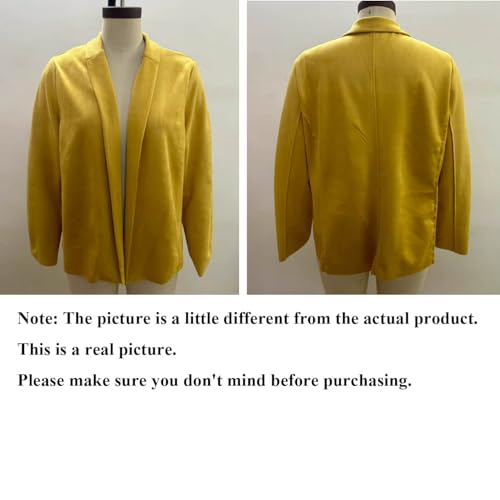 Specialistm - Specialist Casual Faux Suede Cardigan, Peculiaral Faux Suede Jacket Solid Color Stylish Lapel Jackets Women4
