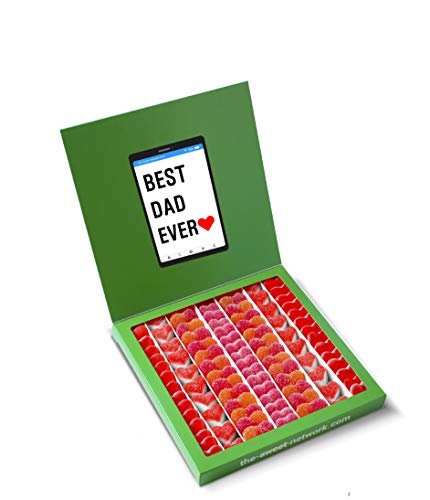 Caja Golosinas Whatsapp 23x23cm con mensaje BEST DAD, su interior contiene 750g de golosinas Love