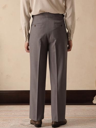 Men's Classic Slim Fit Dress Pants Straight Formal Pants Elastic Waist Suit Pants4