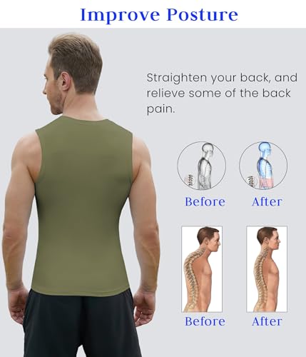 Image of Compression Shirt Men Slimming Body Shaper Vest Crewneck Workout Tank Top