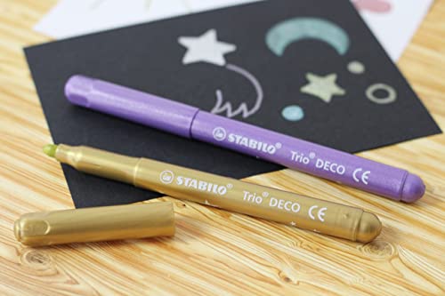 STABILO - Metallic-Filzstift mit robuster XL-Spitze - Trio DECO - 8er Pack - mit 8 verschiedenen Farben