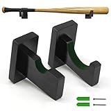 Naissgo Solid Wood Baseball Bat Display Rack – Wall Mount Horizontal Bat Holder with Soft Velvet Liner, Easy Install Bracket for Baseball, Softball, Lacrosse Stick – Black (2PCS)