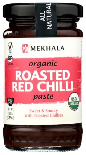 Mekhala Organic ROASTED RED Chili Paste Condiment Gluten-Free Versatile Vegan Versatile. HOT (3.53oz)