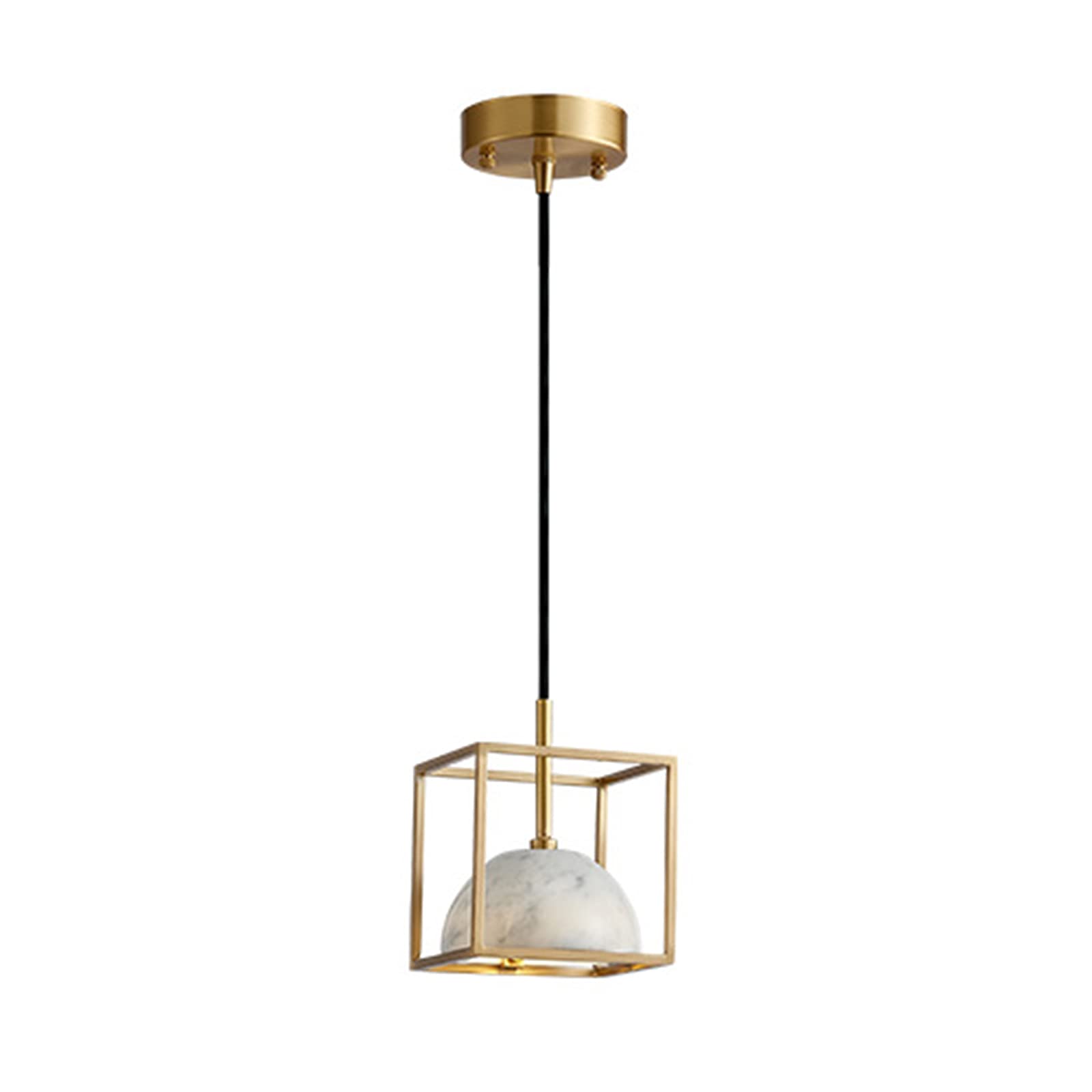 KLXSIVU Ceiling Chandelier Lamp, Chandeliers Led Nordic Personality Single Head All Copper Marble Art Living Room Background Wall Bar Bedroom Bedside Corri