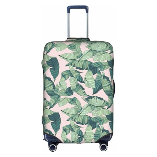 Green Palm Tree Leaves Pink Print Luggage Cover For Suitcases, Elastic Travel Bag For Luggage, Stylish Design