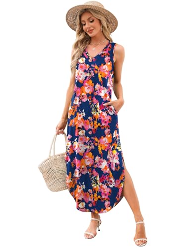 Image of Sampeel Summer Dresses Maxi Dress Vacation Beach Sundresses 2025 with Pockets