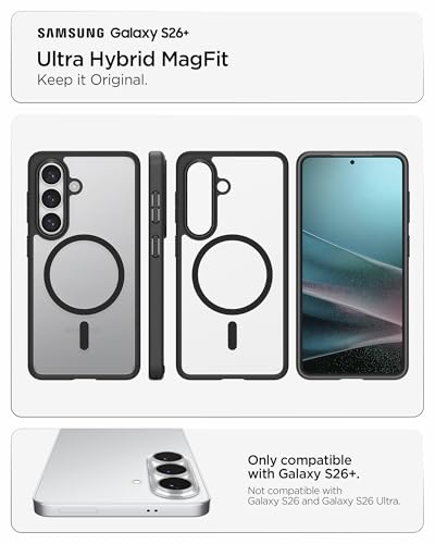 Image of Spigen for Galaxy S26 Plus Case, Ultra Hybrid MagFit [Anti-Yellowing] [Compatible with MagSafe] [Fast Wireless Charging] - Matte Black