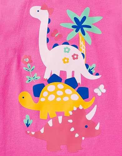 Image of Toddler Girls Clothes T-Shirt Short Sleeve Graphic Tee Cartoon Dinosaur 2-6T Girl Shirt Summer
