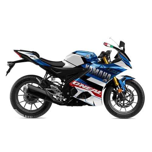 Image of Yamaha R15 V4 Graphic Kit| Cyan Blu Whit | by Motocross Graphix| Printed on Premium Vinyl with Ultra Gloss Laminate, Waterproof, Precise Precut Sticker, Non-Fading, Pack of 1 for Full Bike