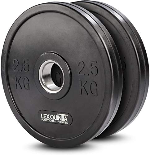 Lex Quinta Bumper Plate/Vollgummi 2x2,5kg Hantelscheiben für 50mm Hantel Stangen Cover