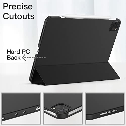 JETech Case for iPad Pro 11-Inch (2022/2021/2020/2018 Model), Protective Hard Back Shell Soft-Touch Tablet Stand Cover, Auto Wake/Sleep (Black)