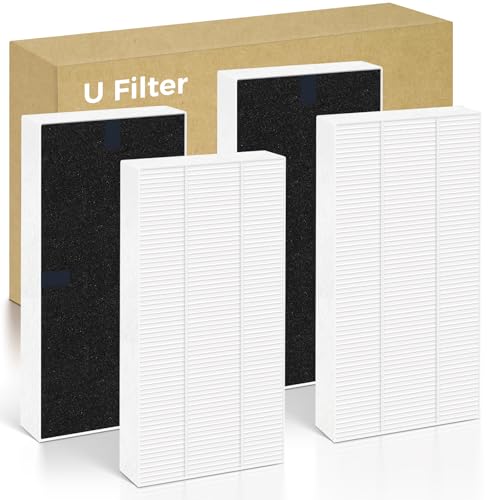 4 PACK U Filter Replacement Compatible with Honeywell HHT270 HHT290 and Compatible with Febreze FRF102B True HEPA High-Efficiency Activated Carbon Filter for Home Large Room