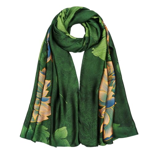 Large Silk Feeling Scarf Fashion Stain Scarves for Women Lightweight Sunscreen Floral Shawl Wraps