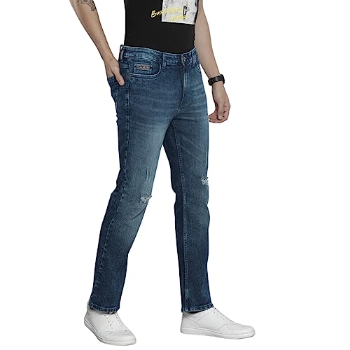 Image of The Indian Garage Co Men Bootcut Solid Mid-Rise Stretchable Jeans