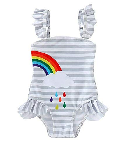 Styles I Love Baby Girl Matching Rainbow One-Piece Swimsuit Twin Girl Best Friend Bathing Suit Beach Swimwear (Right Rainbow, 120/4-5 Years)