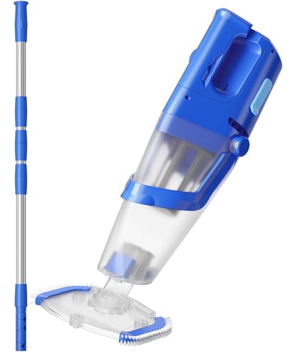 Dolplets Cordless Handheld Pool Vacuum Cleaner with Telescopic Pole, 26.5 GPM Powerful Suction, Longer 1H Runtime, Portable Pool Vacuums for Above Ground/Inground Pools, Hot Tubs, Spas
