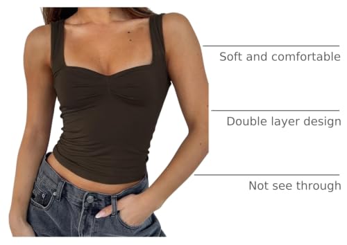 ForeFair Women Sleeveless Sexy Backless Going Out Crop Top Y2K Strappy Ruched Tank Top Summer Tight Slim Fit Cute Tops(S,Dark Brown) by ForeFair - Used condition - Image 3