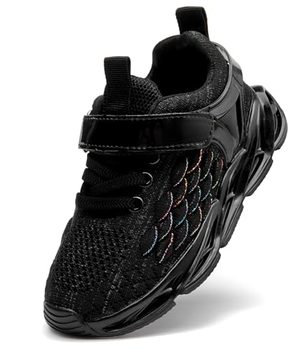 For Boys Girls Lightweight Breathable Sports Athletic Running Tennis Shoes Black Us Size 6 M Toddler
