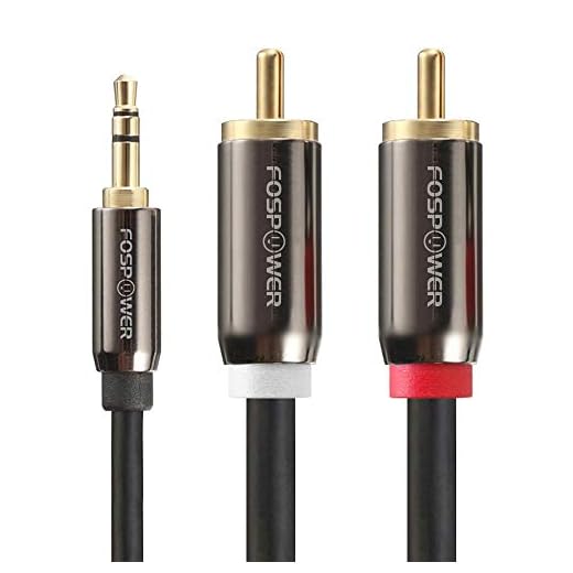3.5mm to RCA Cable (10FT), FosPower RCA Audio Cable 24K Gold Plated Male to Male Stereo Aux Cord [Left/Right] Y Splitter Adapter Step Down Design