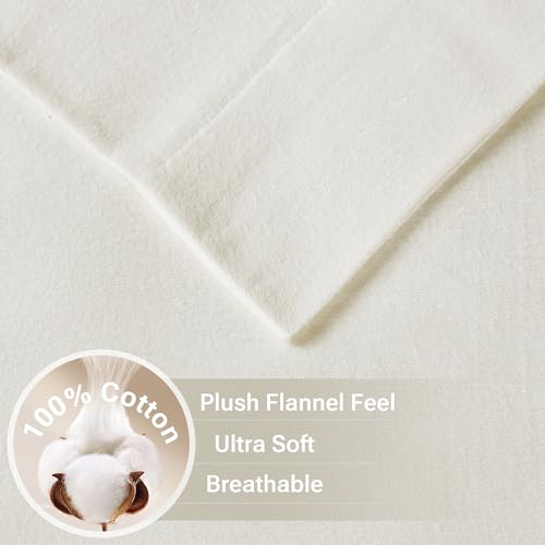 True North by Sleep Philosophy Cozy Flannel Warm 100% Cotton Sheet - Novelty Print Animals Stars Cute Ultra Soft Cold Weather Bedding Set, Cal King, Ivory Solid 4 Piece by Sleep Philosophy - Image 3
