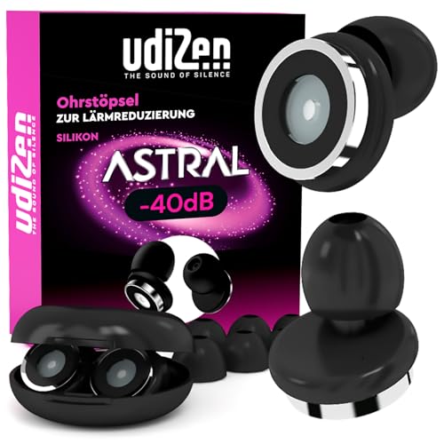 Ohrstöpsel mit Geräuschunterdrückung für Schlafen Reisen Lernen UdiZen -40dB Astral - 1 Paar ergonomische wiederverwendbare Ohrstöpsel Geräuschreduzierung SNR 40dB mit Hartschalenkoffer Farbe Schwarz Ohrstöpsel mit Geräuschunterdrückung für Schlafen Reisen Lernen UdiZen -40dB Astral - 1 Paar ergonomische wiederverwendbare Ohrstöpsel Geräuschreduzierung SNR 40dB mit Hartschalenkoffer Farbe Schwarz