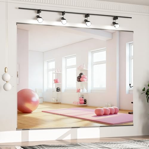 Elemango Home Gym Specchio 143.5x60cmx3PCS, vetro temperato senza cornice, grande specchio da yoga, danza da parete, adatto per palestra, yoga, studio, soggiorno