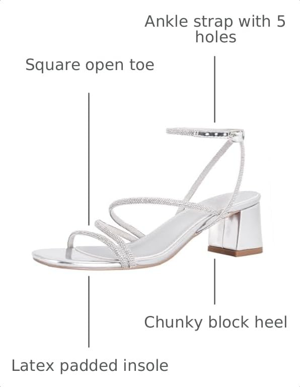 Image of Shoe'N Tale Strappy Heels for Women Low Chunky Block Heel Dress Shoes Square Open Toe Ankle Strap Heeled Sandals