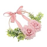 ARTSEWPLY Guirnalda Floral de Rosas Artificiales Rosa Detalles Realistas, Tejido y Bambú, Decoración Colgante para Bodas y Eventos, Estilo Moderno y Elegante