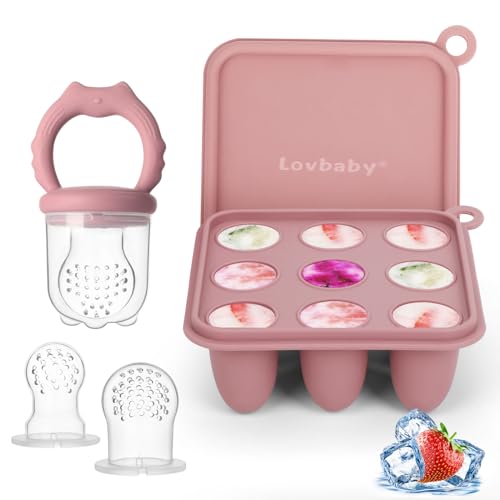 Image of Baby Fruit Food Feeder Breastmilk Popsicle Molds, Silicone Food Freezer Tray for Cooling Teething Relief, Baby Food Feeder for Safe Infant Self Feeding, Includes 3 Extra Food Pacifier
