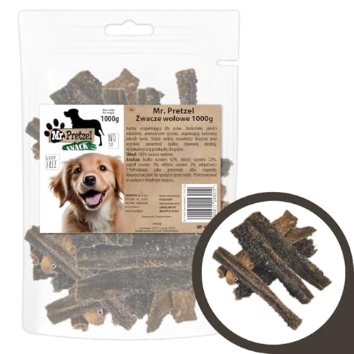 Mr. Pretzel – Rindfleischpansen für Hunde – 1000 g – Stücke 12–15 cm – 100 % natürlich – Getreidefrei – Zahnpflege & Kauspaß – Hypoallergen