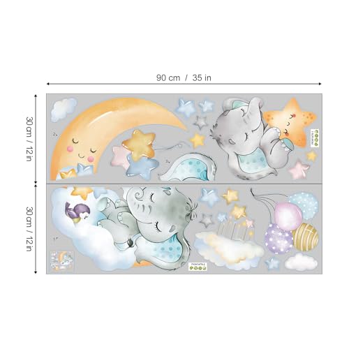 Vinilos Decorativos Infantiles Elefantes y Luna Fufuquare miniatura 6