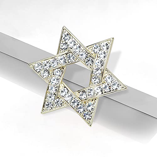 Image of Sparkle Crystal Star of David Brooch Pin Rhinestone Star Bouquet Brooch Pin Lapel Pins Spiritual Brooch Badge