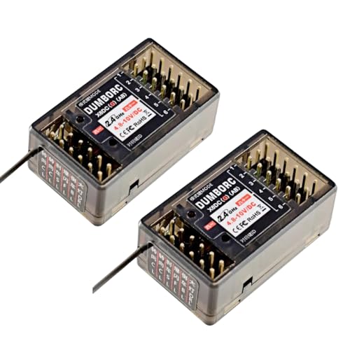 2PCS DUMBORC X6DCG RC Receiver with Gyroscope Linkage LED Simulation System Remote Receiver 2.4Ghz RC Controller Receiver for DUMBORC X4/X5/X6/X6PM/X10P-350/DDF-350