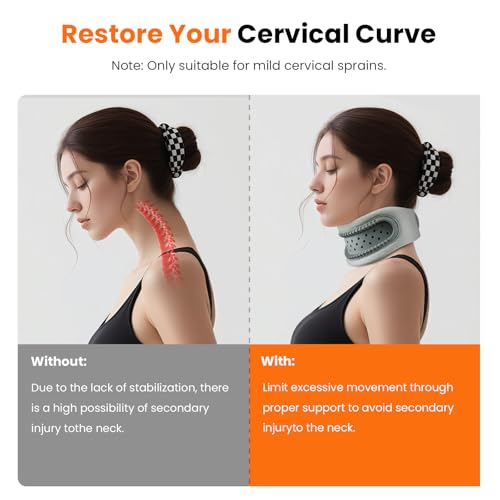 Image of Neck Brace,Support Cervical Collar,Relieve Cervical Pain&Pressure,Soft Skin-Friendly Fabric,Memory Foam Wrapped in Silicone Breathable Hard Frame,One Size for Men&Women(Space Gray)