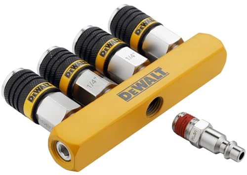 DEWALT 4-Way Straight Air Manifold with Multi-Tool Pneumatic Splitter: 4 Universal Couplers and Industrial Plug, 300 Max PSI, 40 SCFM Airflow by DEWALT - Used condition - Image 2