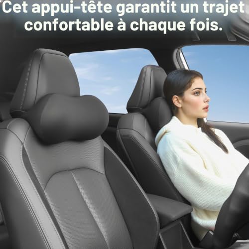 AntDiseno Appui-TêTe, Coussin de Nuque en Mousse à Mémoire de Forme pour Voiture, Coussin Universel pour la Conduite, Maison, Bureau, Noir, 2 Pièces – vue 7